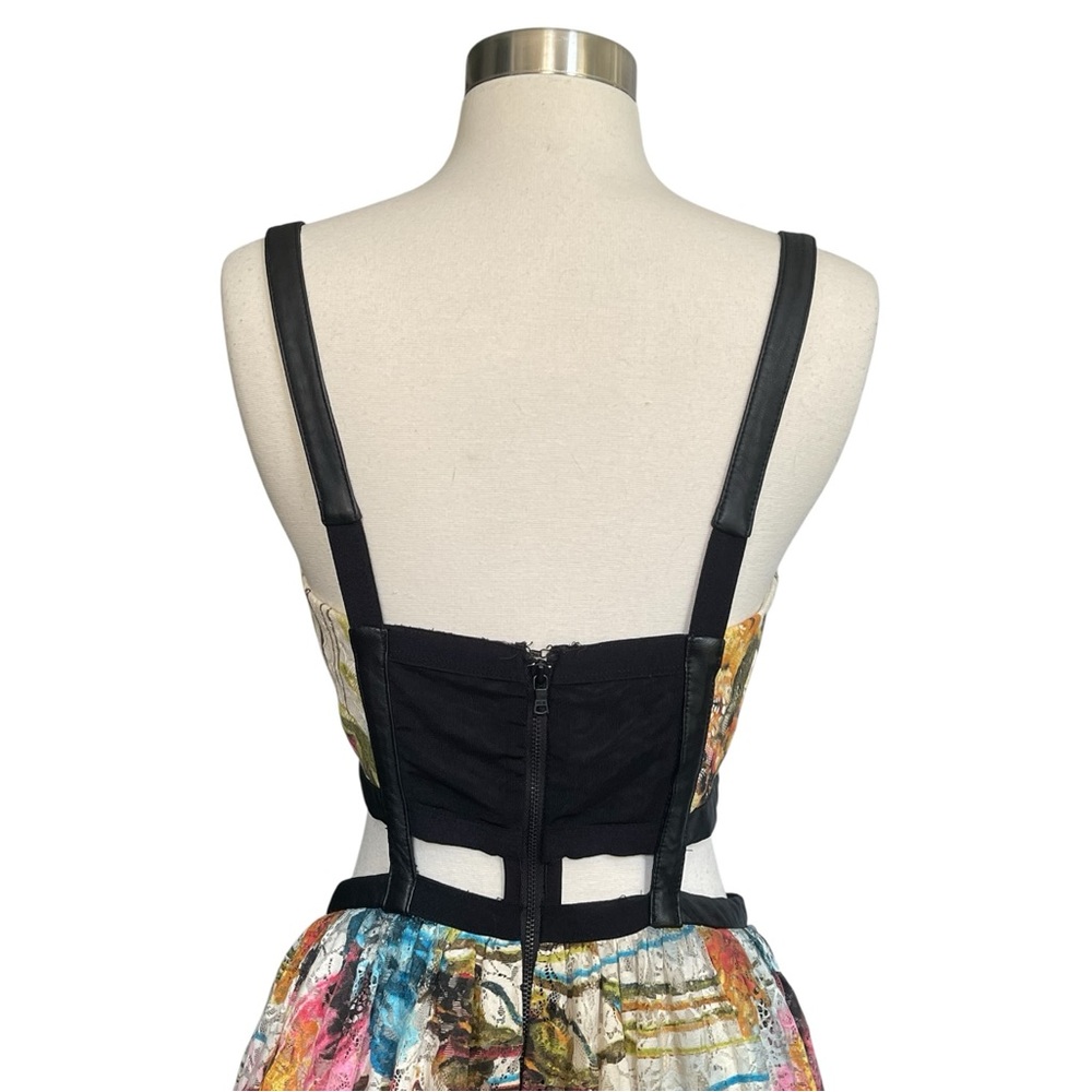 Alice + Olivia “Sveva” Floral Lace Bustier Cut-out Maxi Dress W/Leather Straps 8 - Picture 6 of 16